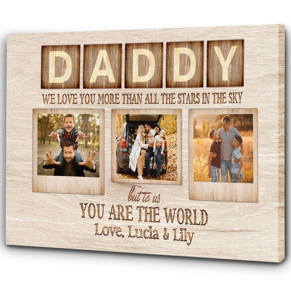 Daddy Personalized Canvas Wall Art Custom Photo Collage Fathers Day Gift for Best Dad Ever Gift| N2568