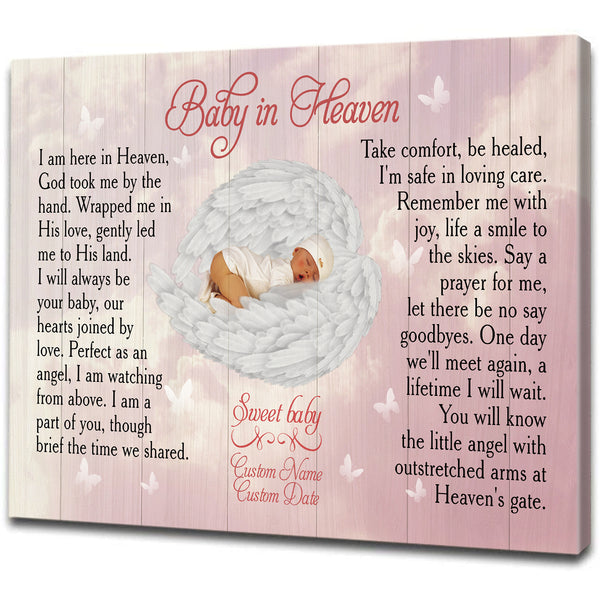 Personalized Memorial Canvas| Baby In Heaven| Sympathy Gift for Loss of Child, Miscarriage Loss, Infant Loss, Loss of Baby JC252 Myfihu