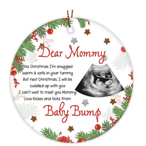 Customized Ultrasound Baby Ornament| Baby Bump Ornament Dear Mommy Gifts for New Mom on Christmas OP49