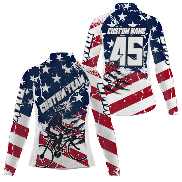 American Womens BMX cycling jersey with 3 pockets Custom Anti-UV enduro racing shirt USA cycle gear| SLC67