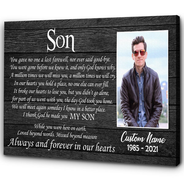 Son Memorial Canvas| Personalized Son Memorial Gift, Sympathy Gift for Loss Son, Son Remembrance Keepsake| JC880