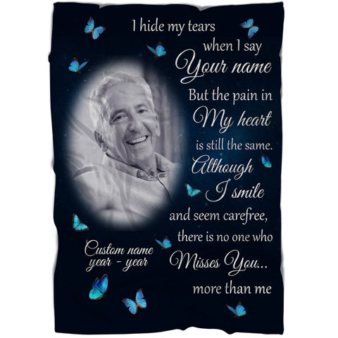 Memorial Blanket| Missed You More Than Me  - Butterflies Custom Blanket| Meaningful Remembrance Fleece Throw, Deepest Grief Sympathy Gift for Loss of Father, Mother| T413