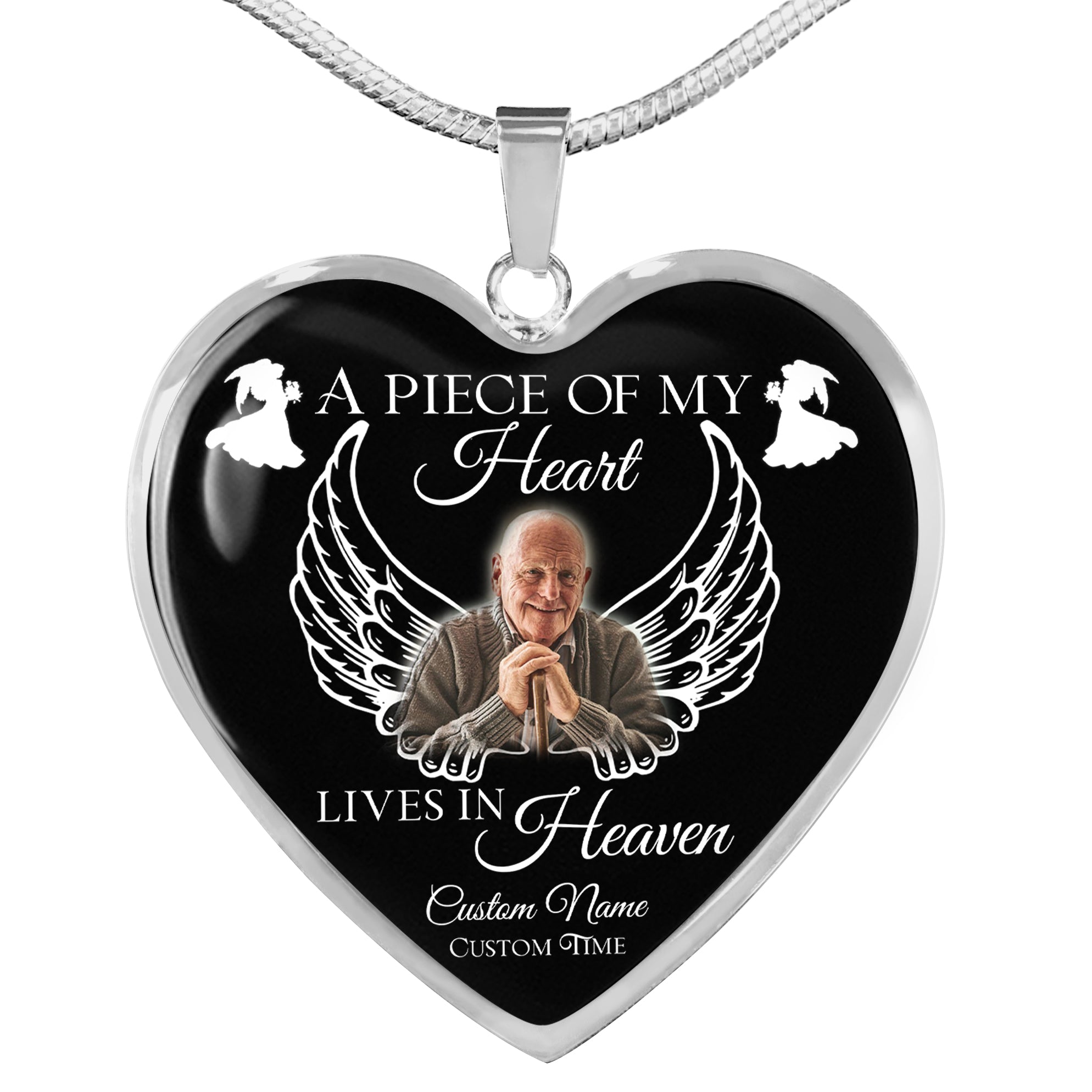 Custom memorial necklace with picture| Angel in heaven| Rememberance jewelry gift for loss NNT34