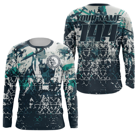 Custom motocross jersey blue camouflage kid men women UPF30+ MX racing dirt bike offroad motorcycle NMS985