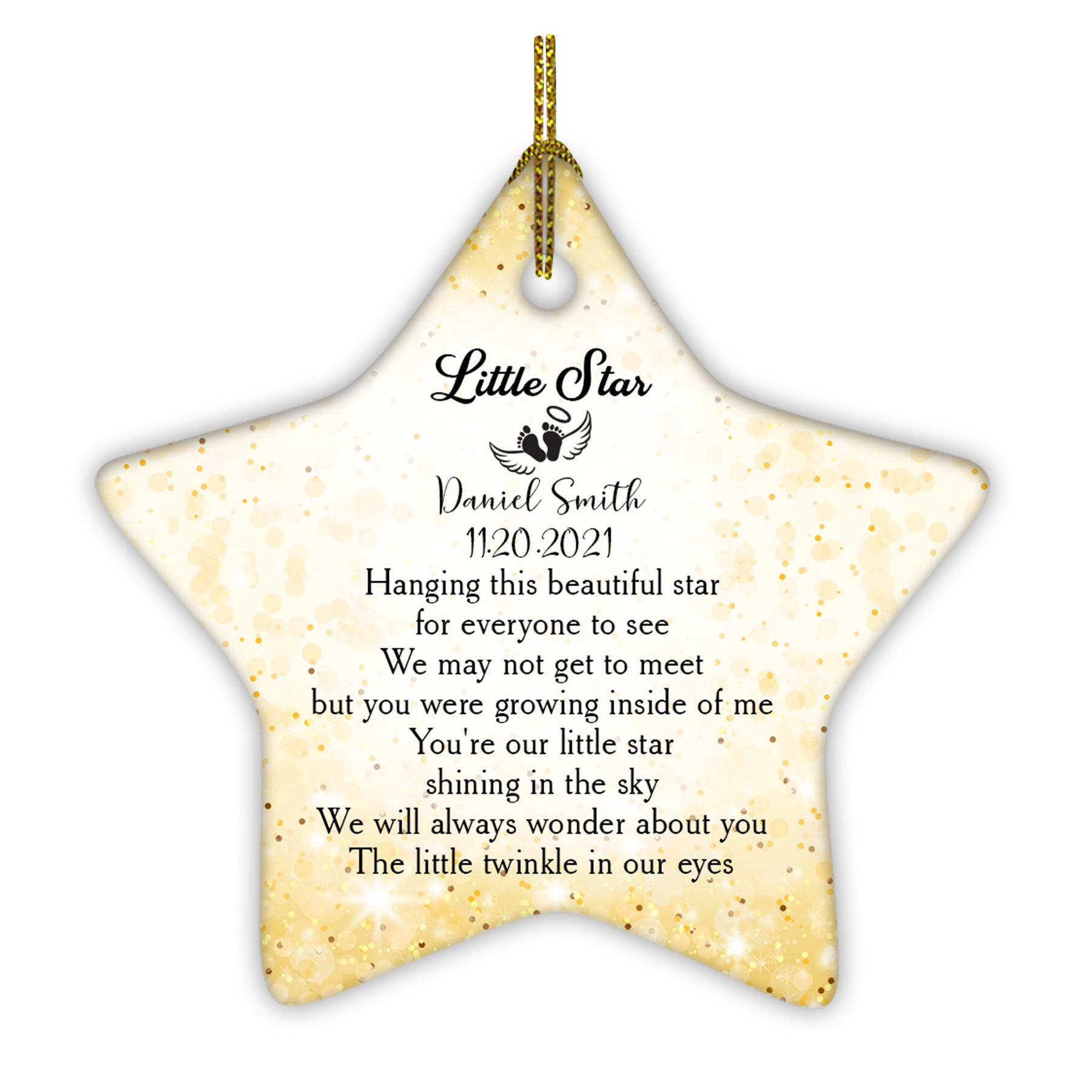 Miscarriage Memorial Ornament - Twinkle Little Star, Remembrance for Loss of A Baby, Pregnancy Loss Sympathy Gift, Stillbirth Bereavement| NOM60