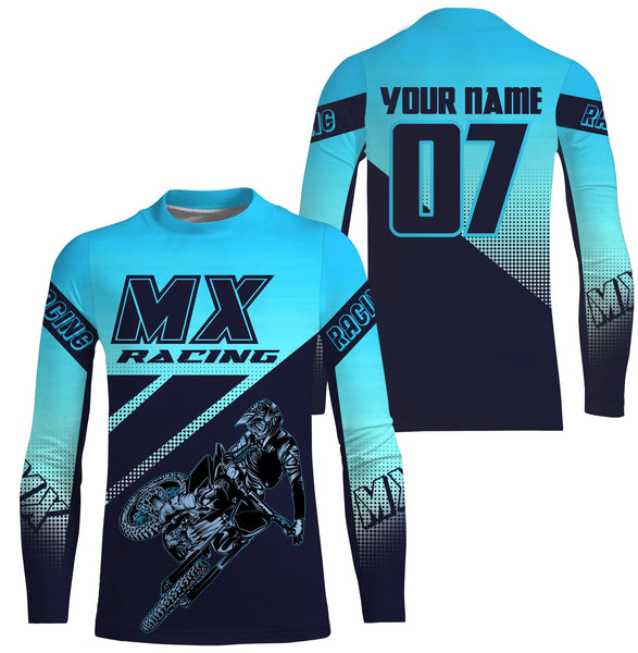 Turquoise MX racing jersey custom motocross UV protective adult&kid dirt bike off-road motorcycle| NMS897