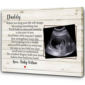 First Fathers Day Personalized Sonogram Canvas Dad to Be Gift New Daddy 1st Time Father Expecting Dad| N2578