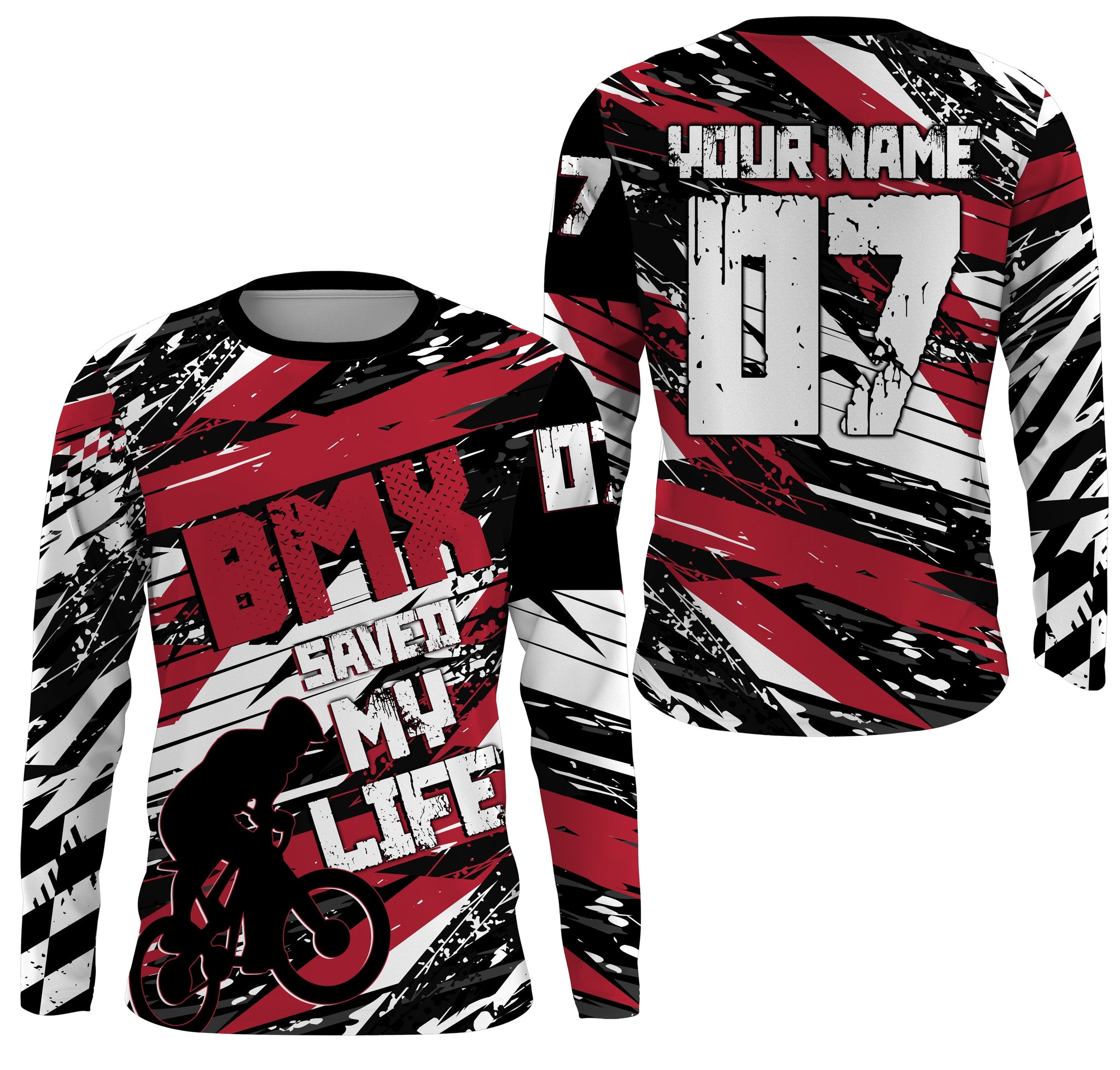 BMX saved my life Red BMX custom jerseys UPF30+ Off-road shirt Cycling gear BMX clothing youth| SLC84