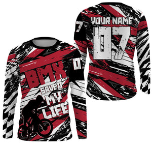 BMX saved my life Red BMX custom jerseys UPF30+ Off-road shirt Cycling gear BMX clothing youth| SLC84