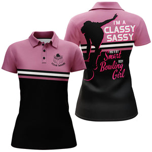 Personalized Women Bowling Polo Shirt, Funny Assy Bowling Girl Pink Bowlers Jersey NBP33