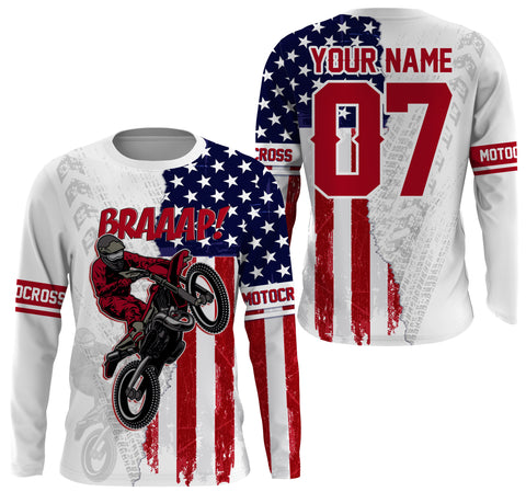 American motocross jersey personalized UPF30+ Brap dirt bike racing off-road motorcycle riders NMS987