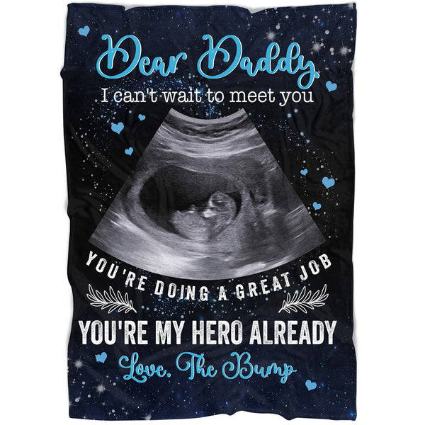 Dad To Be Blanket Personlized Sonogram Photo, First Father's Day Gift for Expecting Dad, 1st Time Father N2539