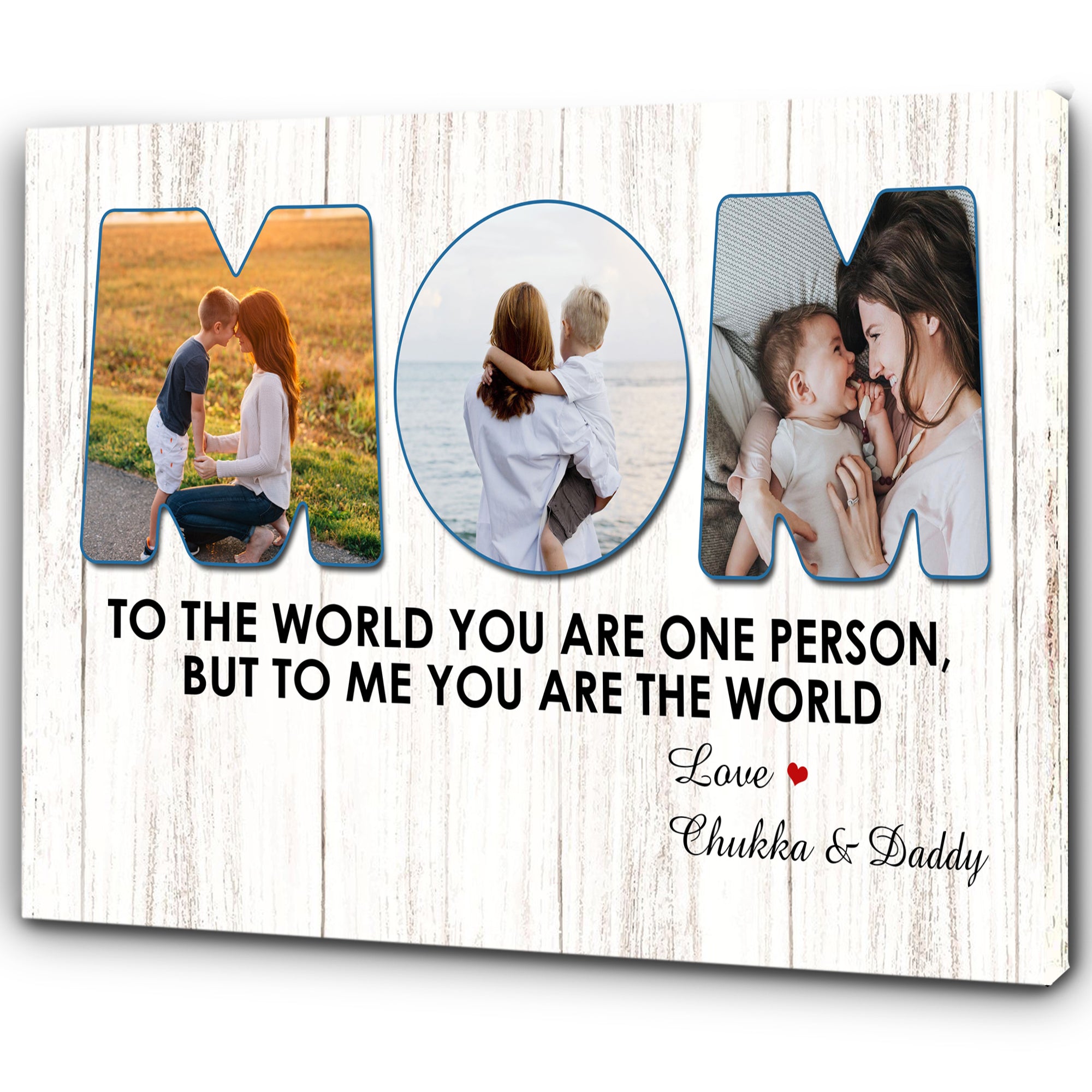 Custom MOM Canvas| To Me You Are The World Mom Photo Collage Wall Art| Gift for Mom Gift for Mother| JC836