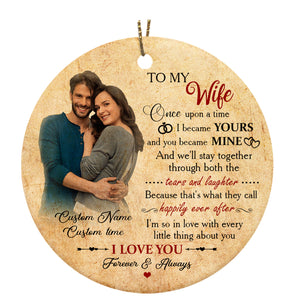 To My Wife Ornament - Personalized Photo Christmas Ornament for Wife, Couple Ornament, First Christmas Marriage| NOM166