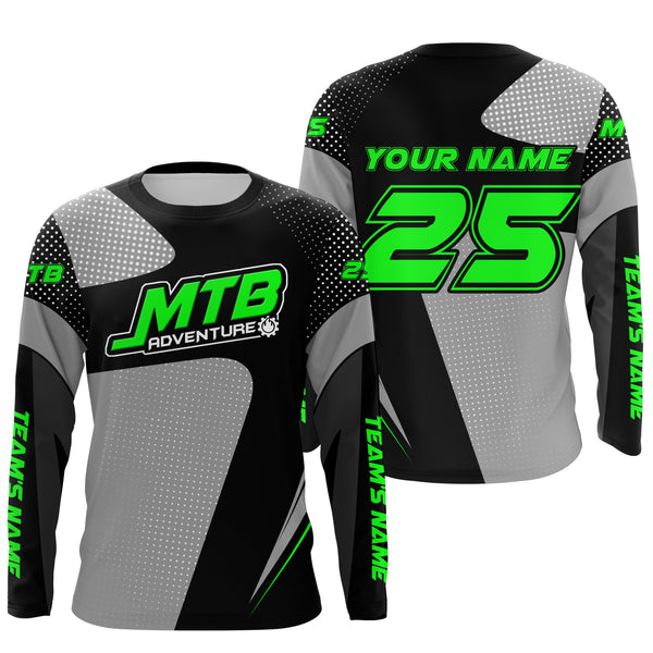 Custom green MTB gear lightweight UPF30+ sun shirt Kid Adult Cycling jersey Mountain Bike racewear| SLC112