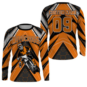 Personalized dirt bike jersey UPF30+ orange Motocross racing shirt kid men women MotoX off-road PDT290