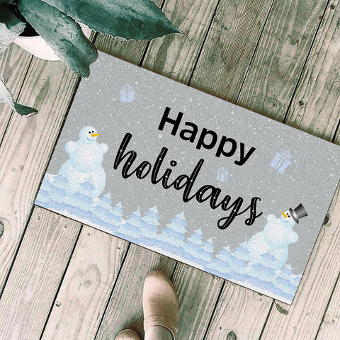 Christmas Doormat - Happy Holiday Doormat - Christmas Sign Christmas Decoration for Outdoor Indoor - Winter Sign Welcome Mat Holiday Decor for Xmas - JD35