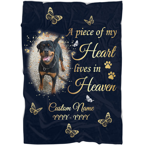 Personalized Dog Memorial Blanket| A Piece of My Heart Fleece Blanket| Sympathy Gift for Loss of Dog, Dog Owners| Dog Remembrance Gift| JBD337