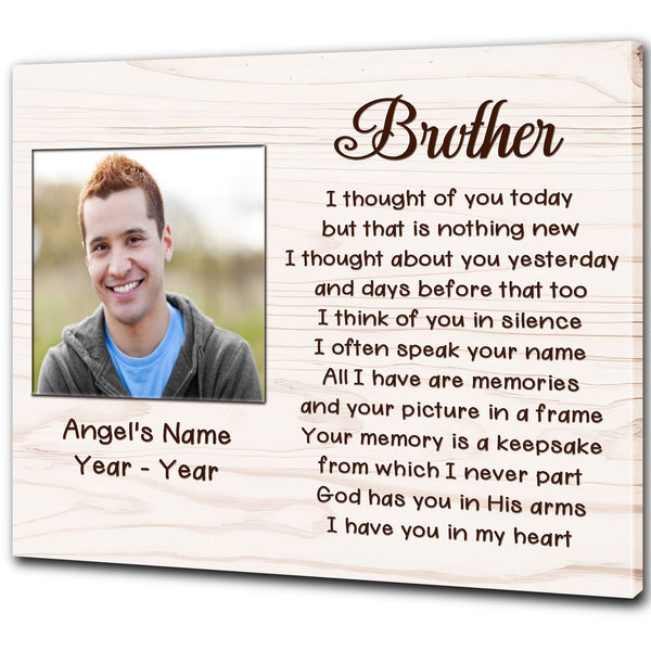 Brother Remembrance - Personalized Memorial Canvas| In Memory of Brother Memorial Gift, Sympathy Gift for Loss of Brother, Condolence Bereavement for Brother in Heaven| N2419