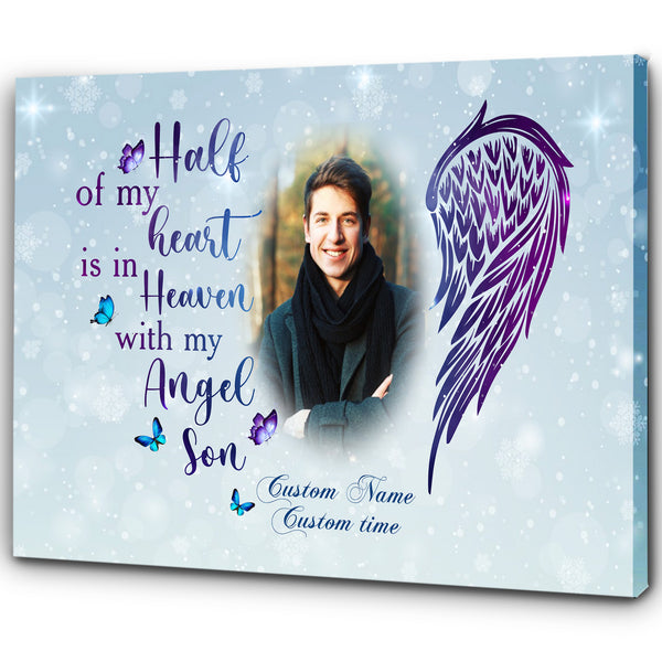 Son Remembrance| Personalized Memorial Canvas| My Angel Son, Memorial Gift for Loss of Son, Loss of a Child| Remembrance Sympathy Gifts| Bereavement Condolence Gifts| N2402