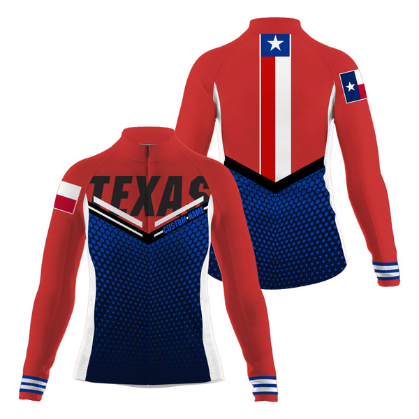 Texas flag cycling jersey Men Women UPF50+ bike shirts with 3 pockets full zip Custom MTB BMX gear| SLC175