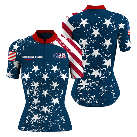 American Womens road cycling jersey Anti-UV US cycle gear 3 Pockets Custom team BMX MTB racing jersey| SLC66