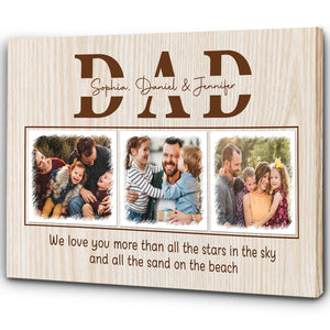 Dad Gift Custom Photo Collage Matte Canvas Fathers Day Gift for Daddy Personalized Birthday Christmas| N2543