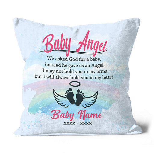 Miscarriage Memorial Pillow Personalized Baby in Heaven Remembrance Sympathy Gift 1-sided Print| NPL51