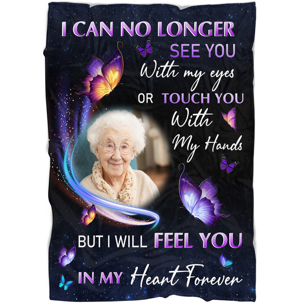 Personalized Memorial Blanket| Deceased Photos| I Can No Longer See You| Remembrance Throw Blanket, Memorial Sympathy Gift for Loss of Father, Mother, Wife, Husband| N2376