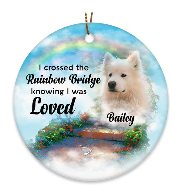 Pet Memorial Ornament - Cross The Rainbow Bridge, Pet Loss Ornament, Remembrance Loss of Dog, Loss of Cat, Sympathy Gift for Dog Owners| NOM119