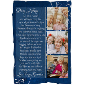 Memorial Blanket| As I Sit In Heaven - Custom Letter Blanket | Meaningful Remembrance Fleece Throw, Sympathy Gift | T553