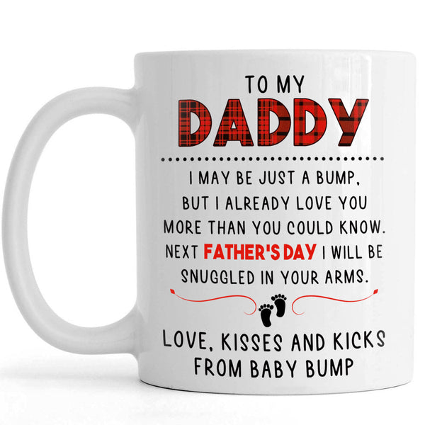 Daddy to Be Mug| Cute Message from The Bump to Expecting Father, New Dad, Pregnancy Reveal Gift for Him| N1408