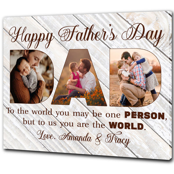 Happy Fathers Day Dad Personalized Canvas Custom Photo Collage Fathers Day Gift Keepsake for Dad| N2606