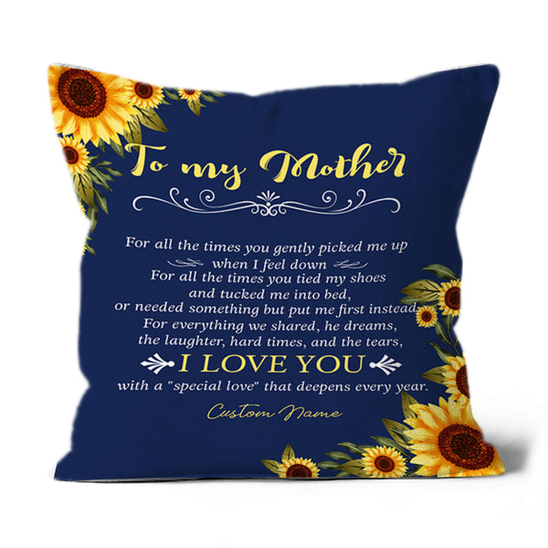 Custom Sunflower Pillow To My Mother| Sentimental Gift for Mother, Mom on Mother's Day| JPL07