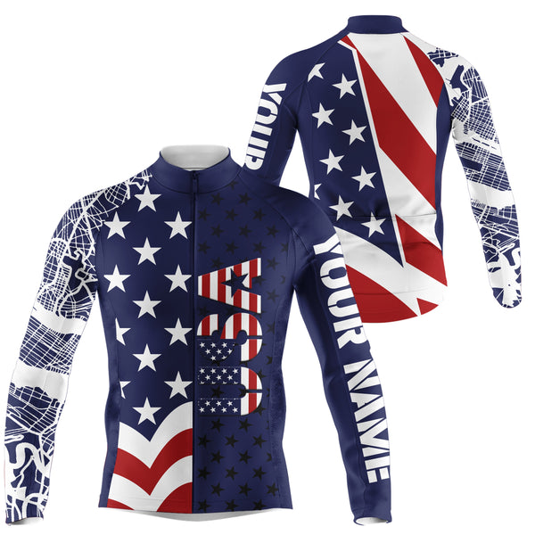 Men & Women American cycling jersey with 3 pockets & full zip UPF50+ USA bike shirt MTB BMX Gear| SLC162