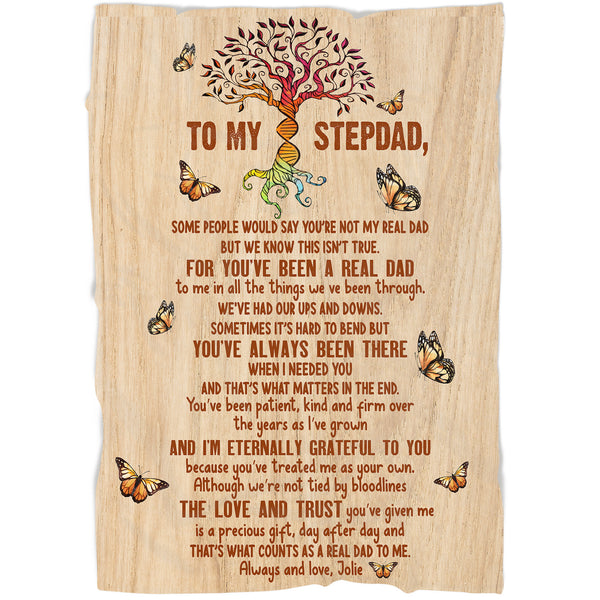 To My Stepdad Blanket - Custom Blanket for Stepfather| Thoughtful Gift for Stepfather from Stepdaughter Stepson Stepchild| Stepdad Christmas Stepdad Father's Day Stepdad Gift| JB98