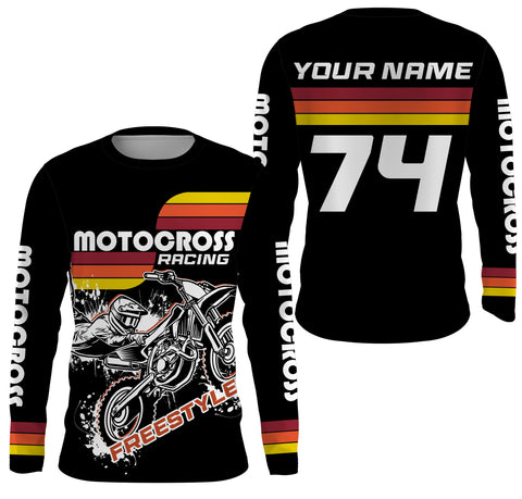 Adult&kids custom black dirt bike jersey UPF30+ Motocross off-road biker motorcycle MX shirt PDT204