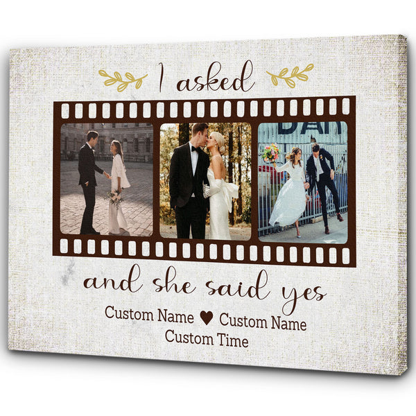 Personalized Wedding Anniversary Canvas| She Said Yes - Custom Photo Collage Wall Art, Thought Gift for Wife from Husband, Gift for Her on Valentine's Day Engagement Christmas| JC462