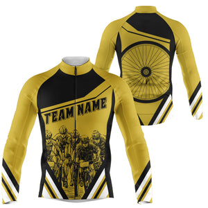 Customized Men Cycling team jersey Yellow Biking athletes racewear Anti-UV road racing gear| SLC60