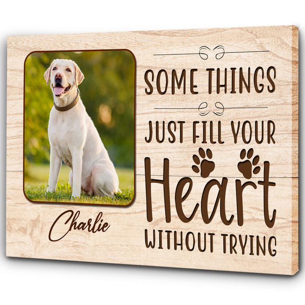 Personalized Dog Memorial Gift Fill Your Heart Dog Memorial Canvas Sympathy Gift for Loss of Loved One JCD821