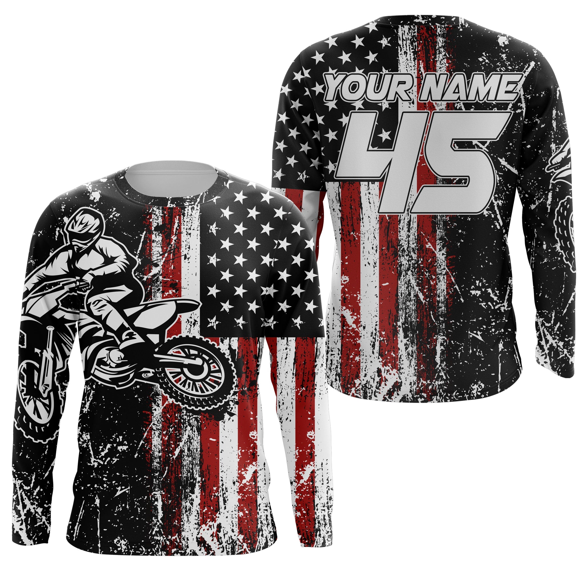 custom Dirt Bike jersey kid adult upf30+ American motocross off-road shirt motorcycle patriotic PDT436