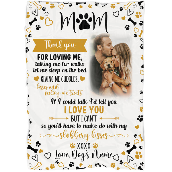 Personalized Blanket for Dog Mom, Dog Lover Blanket - Thank You For Loving Me Fleece Blanket - Custom Dog Blanket, Dog Owner Gift, Dog Mom Gift for Mother's Day Christmas| JBD332