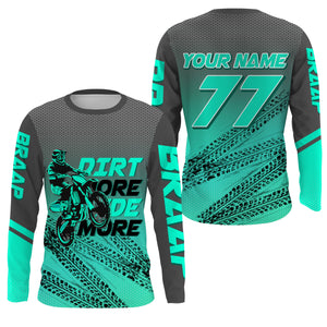 Kid adult custom motocross jersey turquoise blue UPF30+ dirt bike MX racing Dirt More Ride More NMS977