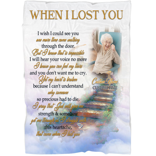 Memorial Blanket - When I Lost You Heaven Gate Fleece Blanket Personalized Remembrance Fleece Blanket Memorial Throw Bereavement Gift Grief Sympathy Gift for Loss of Loved One - JB301