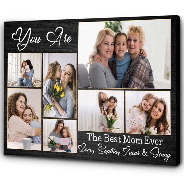 Best Mom Ever Personalized Canvas Photo Collage, Mom Grandma Mother's Day Gift Birthday Christmas| N2476