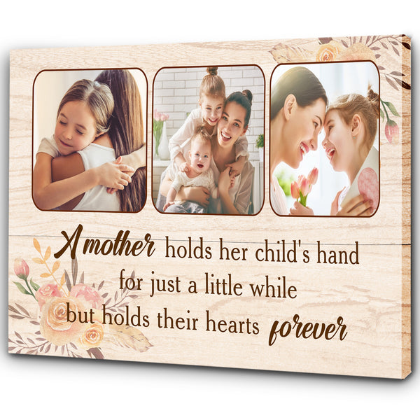 Personalized Mom Canvas| A Mother Holds Her Child's Hand Mom Photo Collage| Mom Gift for Mother's Day| JC829