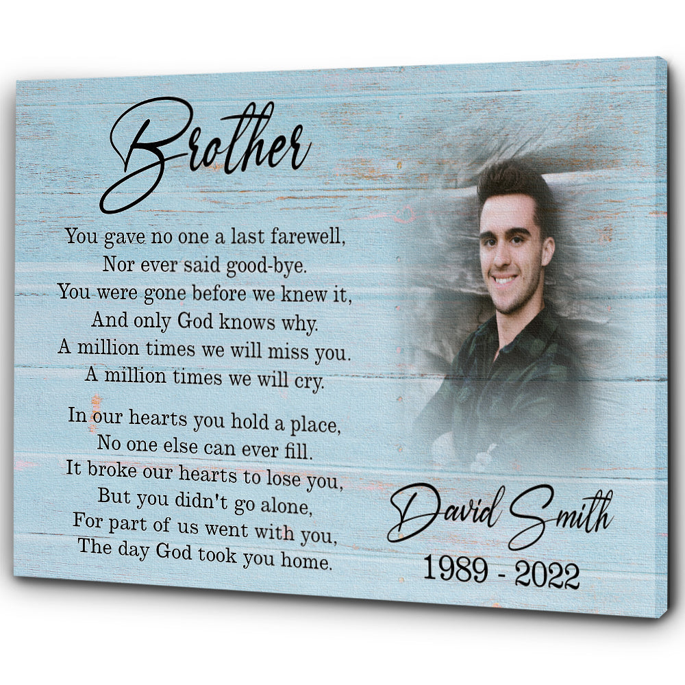 Brother remembrance canvas - Brother in heaven memorial gift, Custom sympathy canvas loss of brother CNT20