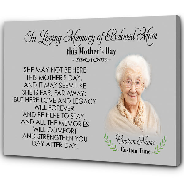 In Loving Memory of Mom Custom Canvas| Sympathy Gift Loss of Mom Mother Remembrance Mother's Day in Heaven JC851