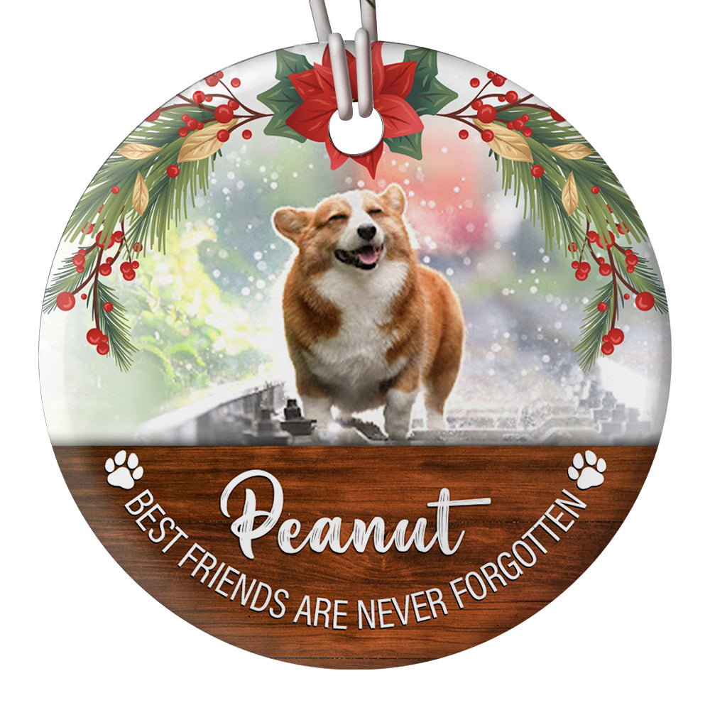 Pet Memorial Ornament - Personalized Photo, Best Friends Are Never Forgotten, Christmas Ornament Remembrance for Loss of Dog, Loss of Cat, Pet Loss| NOM06