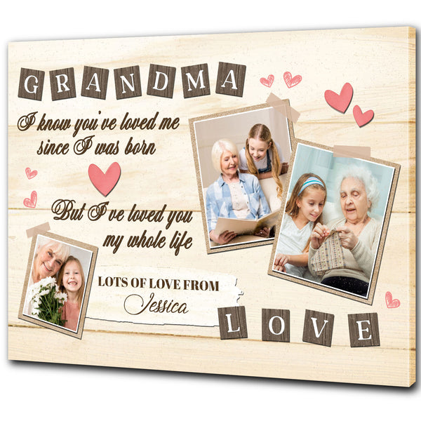 Personalized Grandma Canvas Happy Mothers Day Custom Photo Collage, Mother's Day Gift for Grandmother N2536